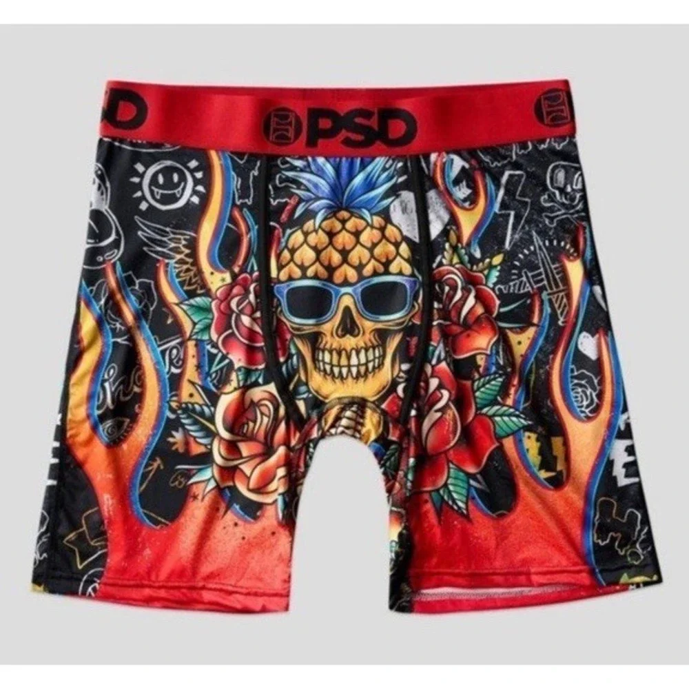 Brand New Men's PSD Tropical Pineapple Skull Print Underwear Size Large, 2 Pair
